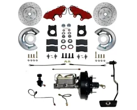 Leed Brakes Power Front Kit w/ Drilled Rotors & Red Powder Coated Calipers Mercury Cougar 1967-1969