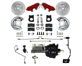 Leed Brakes Power Front Kit w/ Drilled Rotors & Red Powder Coated Calipers Ford Mustang 1970