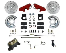 Leed Brakes Manual Front Kit w/ Drilled Rotors & Red Powder Coated Calipers Mercury Cougar 1971-1973