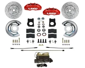 Leed Brakes Maxgrip Lite 4 Piston Front Disc Brake Conversion w/ Red Calipers Ford Fairlane 1962-1969