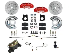 Leed Brakes Maxgrip Lite 4 Piston Manual Front Disc Brake Kit w/ Drilled Rotors & Red Calipers Mercury Montego 1970