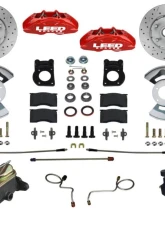 Leed Brakes Maxgrip Lite 4 Piston Manual Front Disc Brake Kit w/ Drilled Rotors & Red Calipers Mercury Montego 1970                                     - RFC0007-405X - Image 9