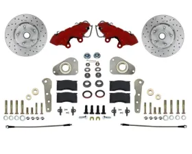 Leed Brakes Spindle Kit w/ Drilled Rotors & Red Powder Coated Calipers Ford Victoria 1957-1960