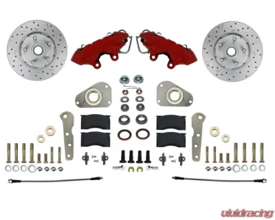 Leed Brakes Spindle Kit w/ Drilled Rotors & Red Powder Coated Calipers Ford Victoria 1957-1960 - RFC0025SMX