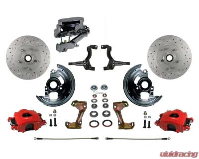 Leed Brakes Manual Front Disc Brake Kit Drilled & Slotted Rotors w/ Red Powder Coated Caliper Disc Disc Pontiac LeMans 1964-1972 - RFC1002-FA3X