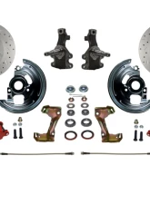 Leed Brakes 2" Drop Spindle Drilled & Slotted Rotors Red Powder Coated Spindle Mount Kit Pontiac Tempest 1964-1970                                     - RFC1003SMX - Image 7