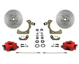 Leed Brakes Spindle Mount Kit w/ Maxgrip Cross Drilled & Slotted Rotors Red Calipers Chevrolet Nomad 1955-1958