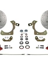 Leed Brakes Spindle Mount Kit w/ Maxgrip Cross Drilled & Slotted Rotors Red Calipers Chevrolet Nomad 1955-1958                                     - RFC1010SMX - Image 6