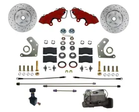 Leed Brakes Manual Front Kit w/ Drilled Rotors & Red Powder Coated Calipers Plymouth Savoy 1962-1964