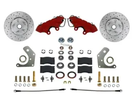 Leed Brakes Spindle Kit w/ Drilled Rotors & Red Powder Coated Calipers Plymouth Savoy 1962-1964