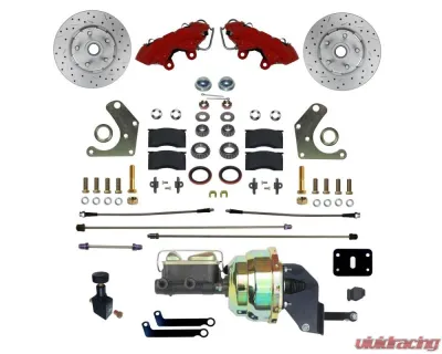 Leed Brakes Power Front Kit w/ Drilled Rotors & Red Powder Coated Calipers Plymouth Fury III 1965-1972 - RFC2003-8405X