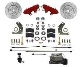 Leed Brakes Front Disc Brake Conversion Kit w/ Maxgrip XDS & Red Calipers Plymouth Fury III 1965-1972