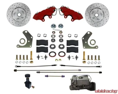 Leed Brakes Front Disc Brake Conversion Kit w/ Maxgrip XDS & Red Calipers Plymouth Fury III 1965-1972 - RFC2003-C05PX