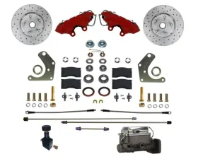 Leed Brakes Manual Front Kit w/ Drilled Rotors & Red Powder Coated Calipers Plymouth Fury III 1965-1972