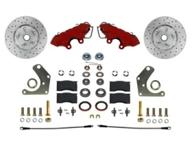 Leed Brakes Spindle Kit w/ Drilled Rotors & Red Powder Coated Calipers Plymouth Fury III 1965-1972