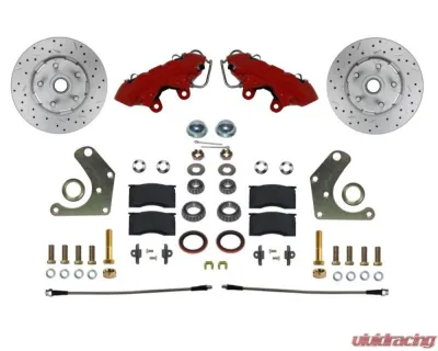 Leed Brakes Spindle Kit w/ Drilled Rotors & Red Powder Coated Calipers Plymouth Fury III 1965-1972 - RFC2003SMX