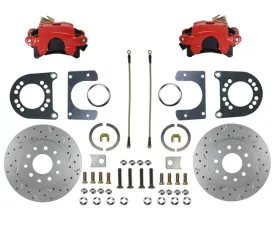 Leed Brakes Maxgrip XDS Red Powder Coated Calipers Rear Disc Brake Conversion Kit Ford Victoria 1957-1964