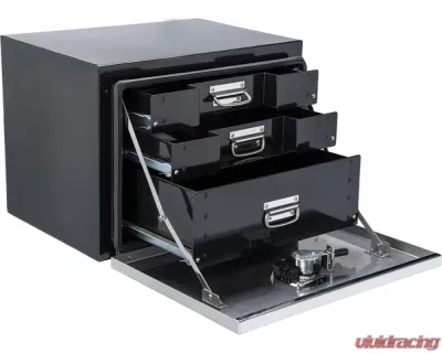 Phoenix USA 24L x 18D x 18H Steel Body & Polished SS Door Toolbox w/ 3 Drawers - STSD24D3A