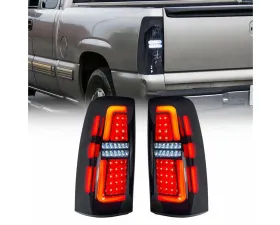 American Modified LED Tail Lights Chrome Housing w/Smoked Lens GMC Sierra 1500 | 2500 | 3500 1999-2006