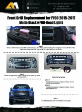 American Modified Armor Grille With LED Off-Road Lights Ford F-150 2015-2017                                     - AMFMAA00115 - Image 7