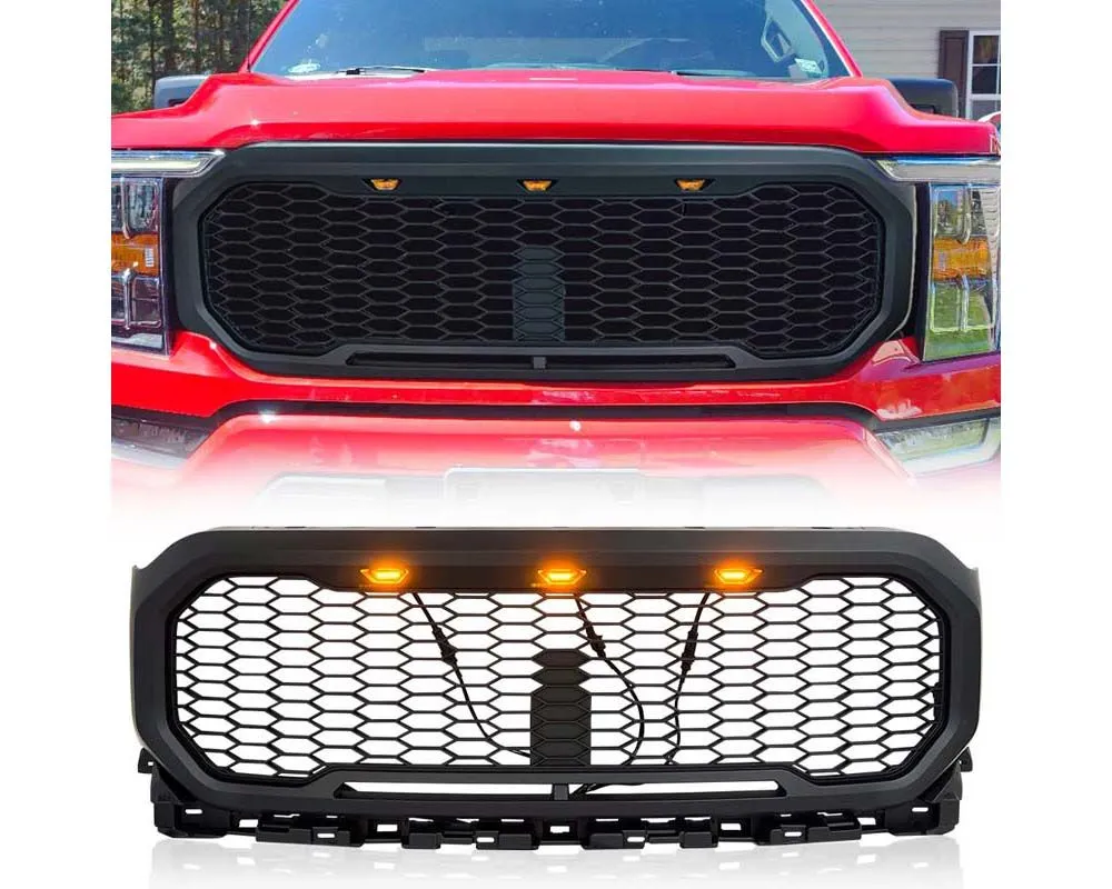 American Modified Mesh Grille With Amber Lights Ford F-150 2021-2022 - AMFMAA00122
