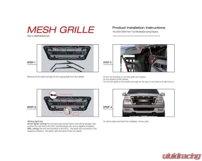 American Modified Raptor Style Grille With Drl And Sequenal Turn Signal Matte Black Ford F-150 2004-2008 - AMFMAA00123