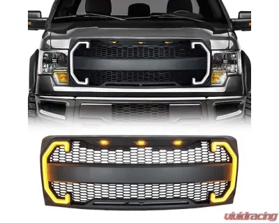 American Modified Raptor Style Grille With Drl And Sequenal Turn Signal Matte Black Ford F-150 2009-2014 - AMFMAA00124