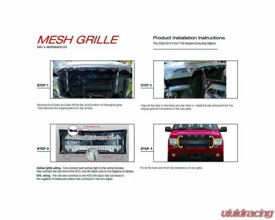 American Modified Raptor Style Grille With Drl And Sequenal Turn Signal Matte Black Ford F-150 2009-2014 - AMFMAA00124