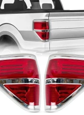 American Modified LED Tail Lights Chrome Housing w/Red Lens Ford F-150 2009-2014                                     - AMFMAC00201 - Image 6