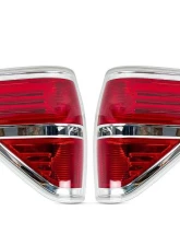 American Modified LED Tail Lights Chrome Housing w/Red Lens Ford F-150 2009-2014                                     - AMFMAC00201 - Image 2