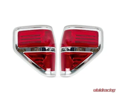 American Modified LED Tail Lights Chrome Housing w/Red Lens Ford F-150 2009-2014 - AMFMAC00201