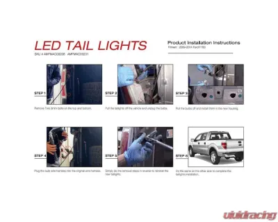 American Modified LED Tail Lights Chrome Housing w/Red Lens Ford F-150 2009-2014 - AMFMAC00201