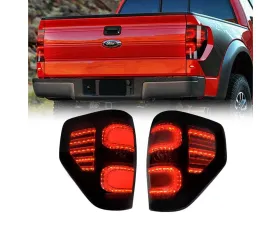American Modified LED Tail Lights Chrome Housing w/Smoked Lens Ford F-150 2009-2014
