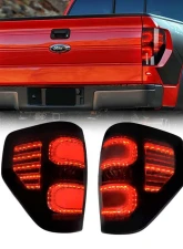 American Modified LED Tail Lights Chrome Housing w/Smoked Lens Ford F-150 2009-2014                                     - AMFMAC00203 - Image 8