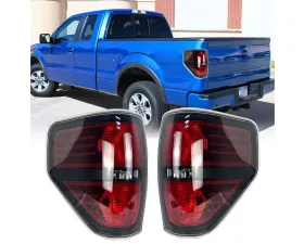 American Modified LED Tail Lights Chrome Housing w/Smoked Lens w/o Bulbs Ford F-150 2009-2014