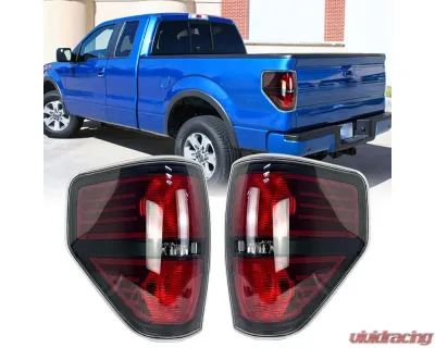American Modified LED Tail Lights Chrome Housing w/Smoked Lens w/o Bulbs Ford F-150 2009-2014 - AMFMAC00208