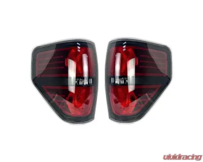 American Modified LED Tail Lights Chrome Housing w/Smoked Lens w/o Bulbs Ford F-150 2009-2014 - AMFMAC00208