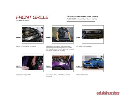American Modified Mach 1 Front Grille w/DRL and Turn Signal Lights Ford Mustang 2018-2023 - AMFMCA00612