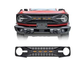 American Modified Tomahawk Grille w/Amber LED Running Lights Ford Bronco 2021-2023