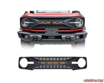American Modified Tomahawk Grille w/Amber LED Running Lights Ford Bronco 2021-2023 - AMFMEA00104