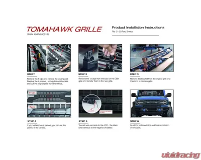 American Modified Tomahawk Grille With Off-Road Lights and Camera Hole Ford Bronco 2021-2024 - AMFMEA00105