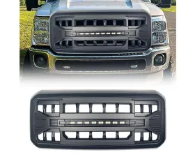 American Modified Armor Grille w/LED Off-Road Lights Matte Black Ford F-250 Super Duty 2011-2016
