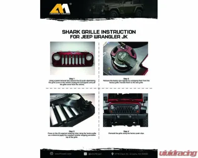 American Modified Shark Grille Gloss Black Jeep Wrangler JK | JKU 2007-2018 - AMJPAA00110