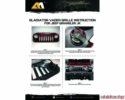American Modified Gladiator Vader Grille Matte Black Jeep Wrangler JK 2007-2018 - AMJPAA00113