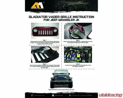 American Modified Gladiator Grille With Blue 5 Star Lights Bar Jeep Wrangler JK 2007-2018 - AMJPAA00116
