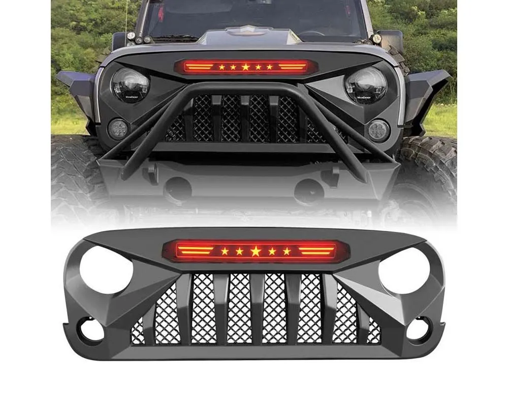 American Modified Gladiator Grille With Red 5 Star Lights Bar Jeep Wrangler JK 2007-2018 - AMJPAA00119