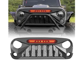 American Modified Gladiator Grille With Red 5 Star Lights Bar Jeep Wrangler JK 2007-2018
