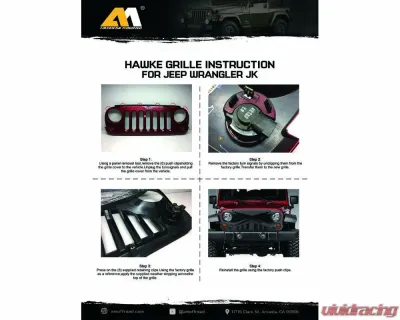 American Modified Hawke Grille Gloss Black Jeep Wrangler JK 2007-2018 - AMJPAA00125