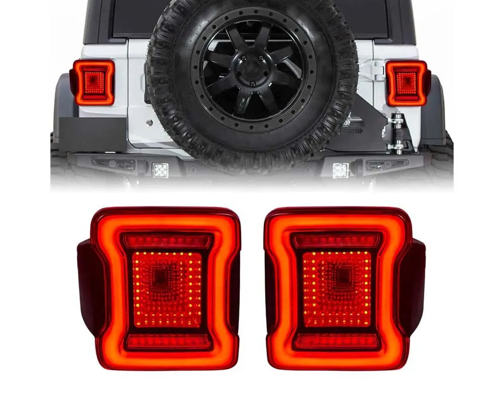 American Modified Tunnel Tail Lights w/Red Lens Jeep Wrangler JK | JKU 2007-2018 - AMJPAC03314