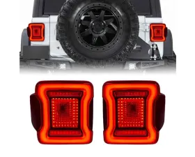 American Modified Tunnel Tail Lights w/Red Lens Jeep Wrangler JK | JKU 2007-2018